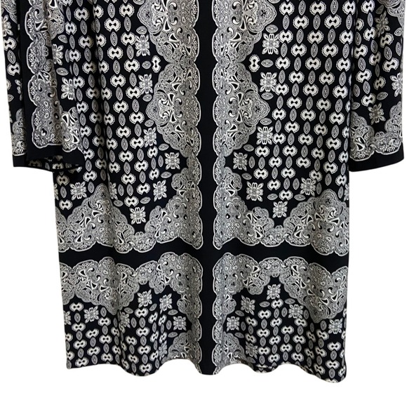 Chicos Black White Paisley Print Long‎ Sleeve Shift Whimsigoth Boho Dress Size 2 - Picture 10 of 10